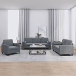 vidaXL Ensemble de canapés 3 Pièces avec coussins gris foncé velours