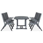 vidaXL Mobilier à dîner d'extérieur 7 Pièces en Bois d'acacia solide Gris