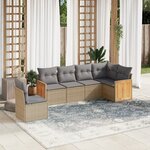 vidaXL Salon de jardin avec coussins 6 Pièces beige résine tressée