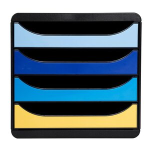 Module De Classement Big Box 4 Tiroirs Bee Blue - Couleurs Assorties - Exacompta