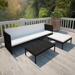 vidaXL Mobilier de jardin à 3 places Résine tressée Noir