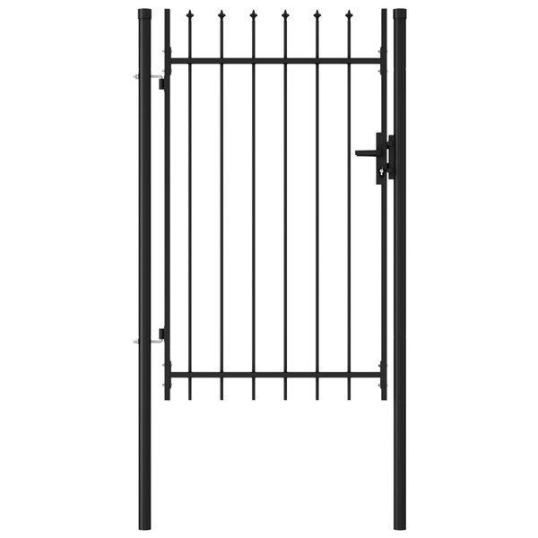 vidaXL Portillon simple porte avec dessus à pointe Acier 1x1 5 m Noir