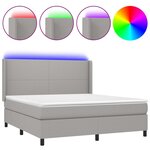 vidaXL Sommier à lattes de lit matelas LED Gris clair 180x200 cm Tissu