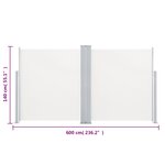 vidaXL Auvent latéral rétractable Crème 140x600 cm