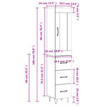 vidaXL Buffet haut Blanc brillant 34 5x34x180 cm Bois d'ingénierie