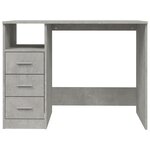 vidaXL Bureau avec tiroirs Gris béton 102x50x76 cm Bois d'ingénierie