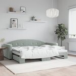 vidaXL Lit de jour avec lit gigogne gris clair 80x200 cm velours