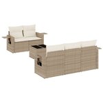 vidaXL Salon de jardin avec coussins 6 Pièces beige résine tressée