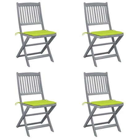 vidaXL Chaises pliables d'extérieur 4 Pièces avec coussins Bois d'acacia