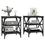 vidaXL Tables d'appoint 2 Pièces Noir 40x42x50 cm Bois d’ingénierie