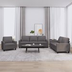 vidaXL Ensemble de canapés 3 Pièces avec coussins Gris Similicuir