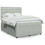 vidaXL Sommier à lattes de lit et matelas Gris clair 160x200cm Velours