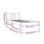 vidaXL Cadre de lit bois massif 75x190 cm petit simple