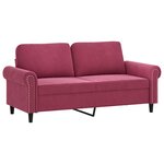 vidaXL Canapé 2 places avec oreillers bordeaux 140 cm velours
