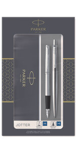 PARKER Jotter coffret cadeau Duo : Stylo bille + Stylo plume  acier