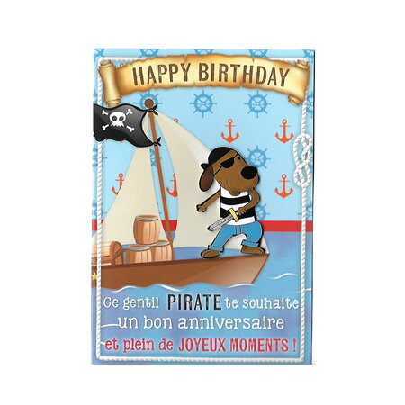 Carte de voeux enfant - anniversaire - gentil pirate