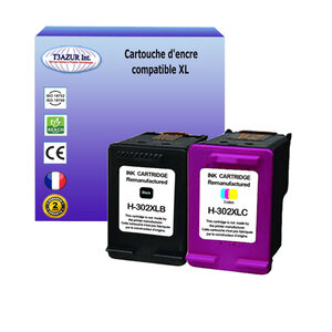 T3azur - 1+1 cartouches d'encre compatibles remplace hp 302 302xl noir+couleur pour hp officejet 4658 5200 5220 5230