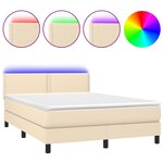 vidaXL Sommier à lattes de lit avec matelas LED Crème 140x190 cm Tissu