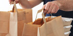 Lot de 100 sacs cabas en papier kraft brun marron havane avec poignée plate 320 x 160 x 440 mm 24 Litres résistant papier 80g/m² non imprimé