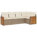 vidaXL Salon de jardin avec coussins 5 Pièces beige résine tressée