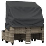 vidaXL Canapé de jardin 2 places et auvent tabourets gris clair rotin