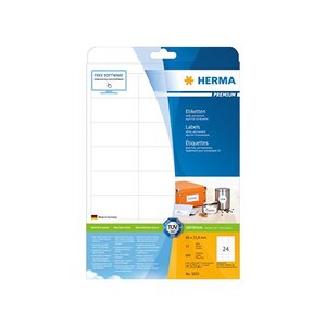 Etiquettes premium, 25 feuilles a4 66 x 33,8 mm, blanc 600 sur 25 f herma