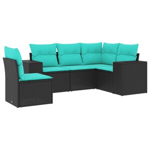 vidaXL Salon de jardin 5 Pièces avec coussins noir résine tressée