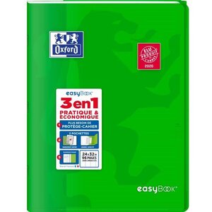 OXFORD - Cahier Easybook agrafé - 24 x 32 cm - 96p seyes - 90g - Vert
