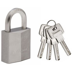Cadenas en laiton nickelé 40 mm Anse hexagonale - Haute sécurité - 4 clés incluses