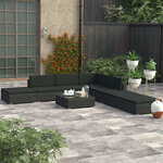 vidaXL Salon de jardin 8 Pièces avec coussins Résine tressée Noir