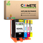 COMETE, Entreprise française - 934XL 935XL - 4 Cartouches d'encre Compatibles avec HP 934 935 XL - pour HP OfficeJet 6812 6815 6820 6822 6825 HP OfficeJet Pro 6239 6830 6835 (1 Noir et 3 Couleur)