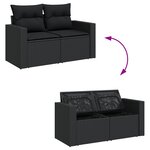 Canapés de Jardin 9 Pièces avec Coussins Noir Poly Rattan Acacia