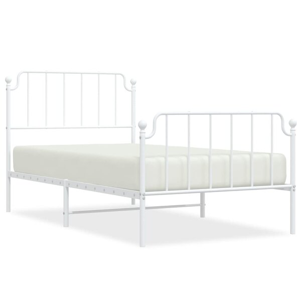 vidaXL Cadre de lit métal avec tête de lit/pied de lit blanc 100x190cm