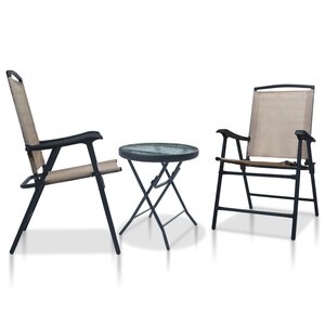 vidaXL Ensemble de bistro 3 Pièces Taupe Acier