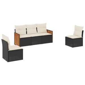 vidaXL Salon de jardin 5 Pièces avec coussins noir résine tressée