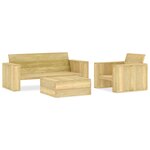 vidaXL Salon de jardin 3 Pièces Bois de pin imprégné