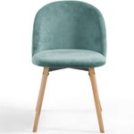 Lot de 2 chaises de salle à manger en velours pieds en bois hêtre style moderne chaise scandinave pour salon chambre cuisine bureau turquoise 01_0000153