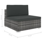 vidaXL Siège central sectionnel 1 pc et coussins Résine tressée Gris