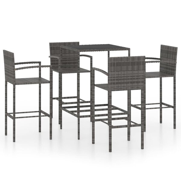 vidaXL Ensemble de bar de jardin 5 Pièces Résine tressée Gris