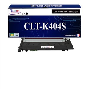 T3AZUR - Toner compatible avec Samsung CLT-K404 pour Samsung Xpress C430 C430W C480 C480FN C480FW C480W C483W - Noire