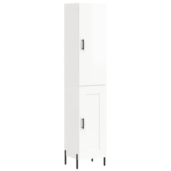vidaXL Buffet haut Blanc brillant 34 5x34x180 cm Bois d'ingénierie