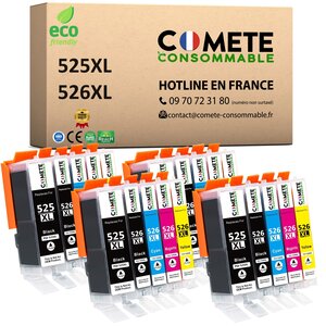 525XL 526XL - 20 cartouches compatibles pour Canon 525 XL 526 XL - COMETE