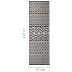 vidaXL Tapis à tissage plat d'extérieur 80x250 cm Rayures noires