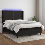 vidaXL Sommier à lattes de lit matelas LED Noir 140x200 cm Tissu