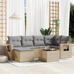 vidaXL Salon de jardin avec coussins 7 Pièces beige résine tressée