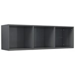 vidaXL Bibliothèque/Meuble TV Gris brillant 36x30x114 cm Aggloméré