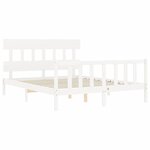 vidaXL Cadre de lit avec tête de lit blanc 160x200 cm bois massif