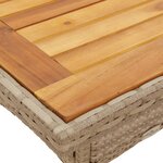 vidaXL Table de jardin beige 80x80x75 cm résine tressée et bois acacia