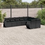 vidaXL Salon de jardin 9 Pièces avec coussins noir résine tressée