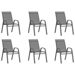 vidaXL Chaises empilables de jardin lot de 6 Gris Tissu textilène